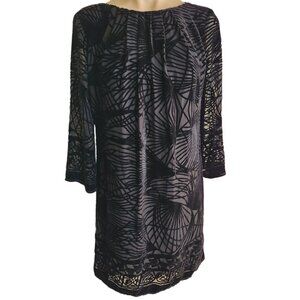 NWT Max Studio Graziella Velvet Burnout Silk Blend Black Dress Petite XSP